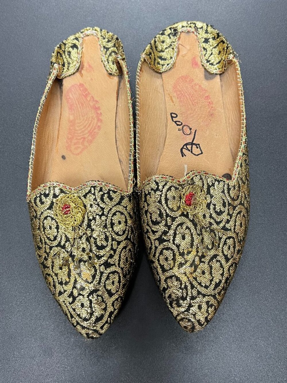 women Black Gold Brocade Jutti Mojari Shoes Traditional Indian Wedding Slip on